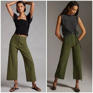 Maeve by Anthropologie The Colette Forest Green Wide-Leg Pants Size 29